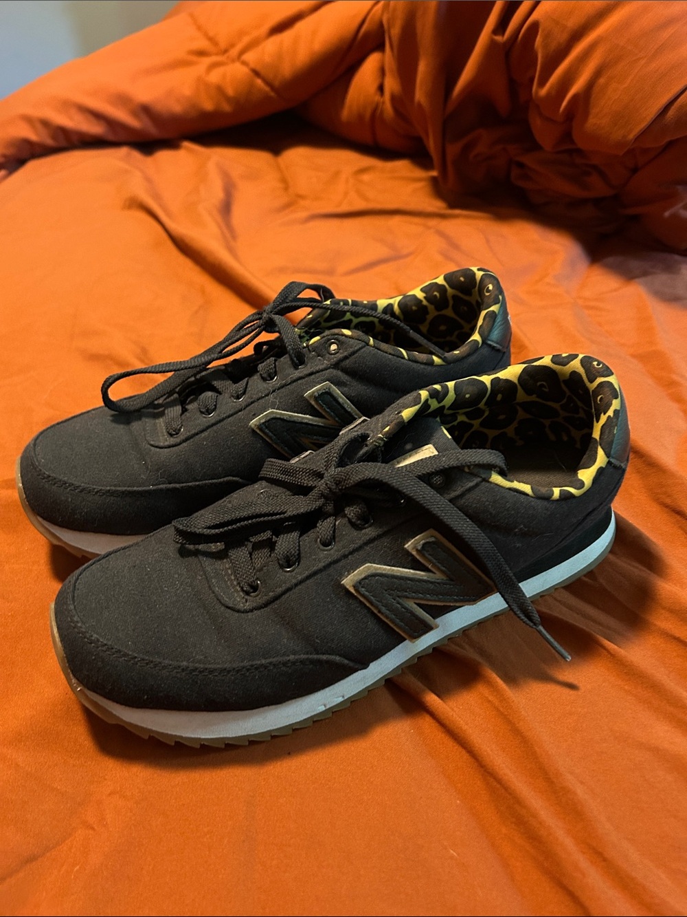 New Balance Black Sneakers with Leopard-Print Lining